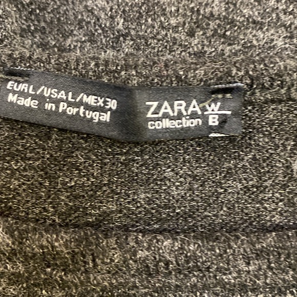 Zara W&B Collection Gray Knit Ruffle Cold Shoulder Sleeve Sweater Size Large - Picture 5 of 5